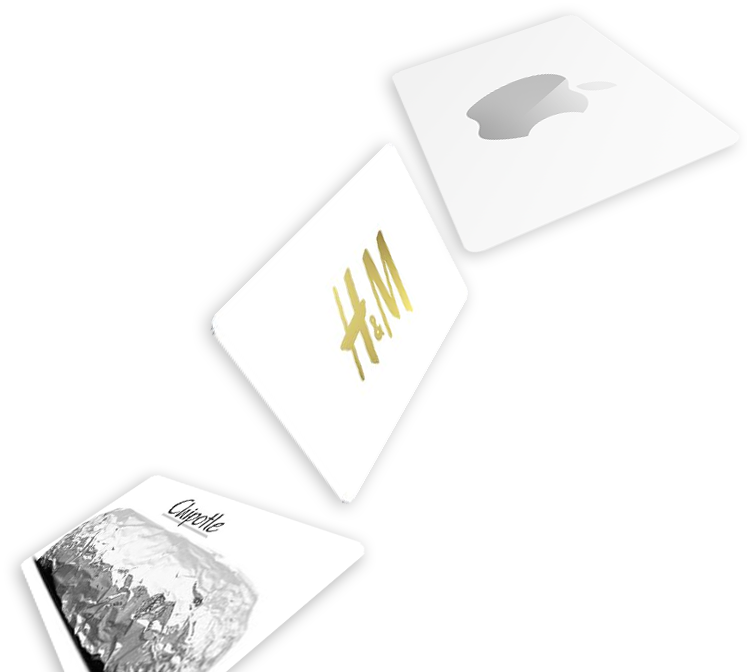 Gift cards from popular brands